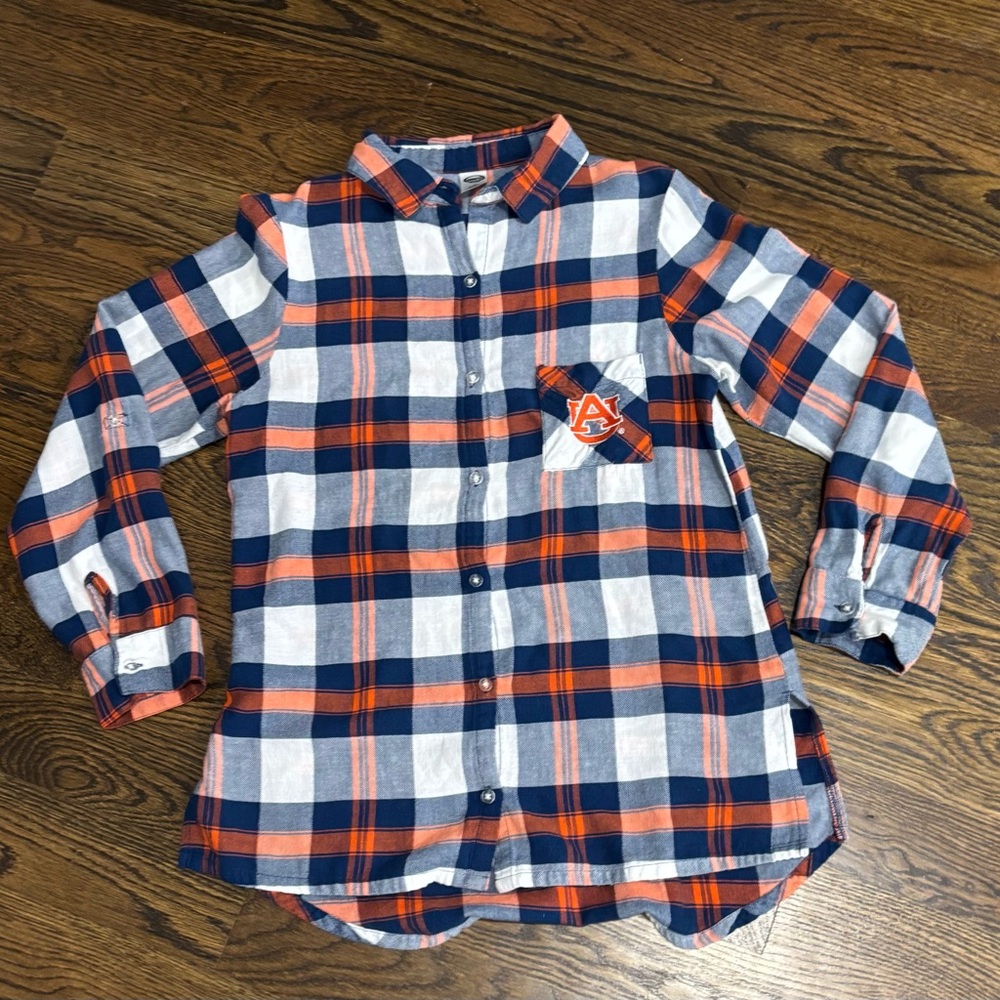 Concepts‎ Sport Auburn Tigers Plaid Button-Down Shirt M Orange Blue White